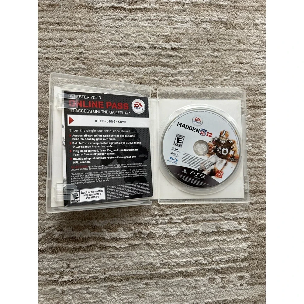 Madden 12 NFL football(2012)PS3 Playstation3 Tested CIB Blue Ray Disc Compatible